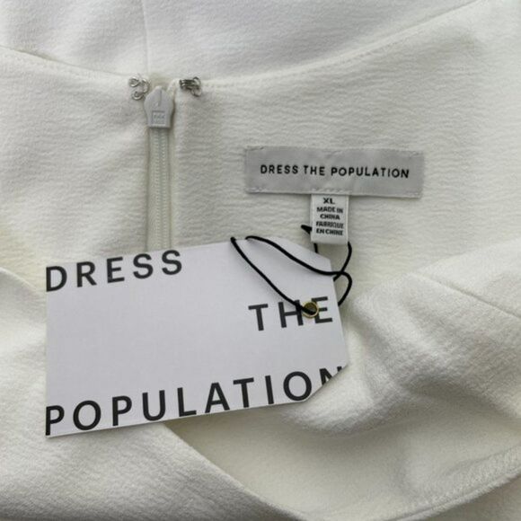 Dress the Population Rory Party Ready Bodycon Fringe Midi Dress Off White XL - Picture 10 of 14